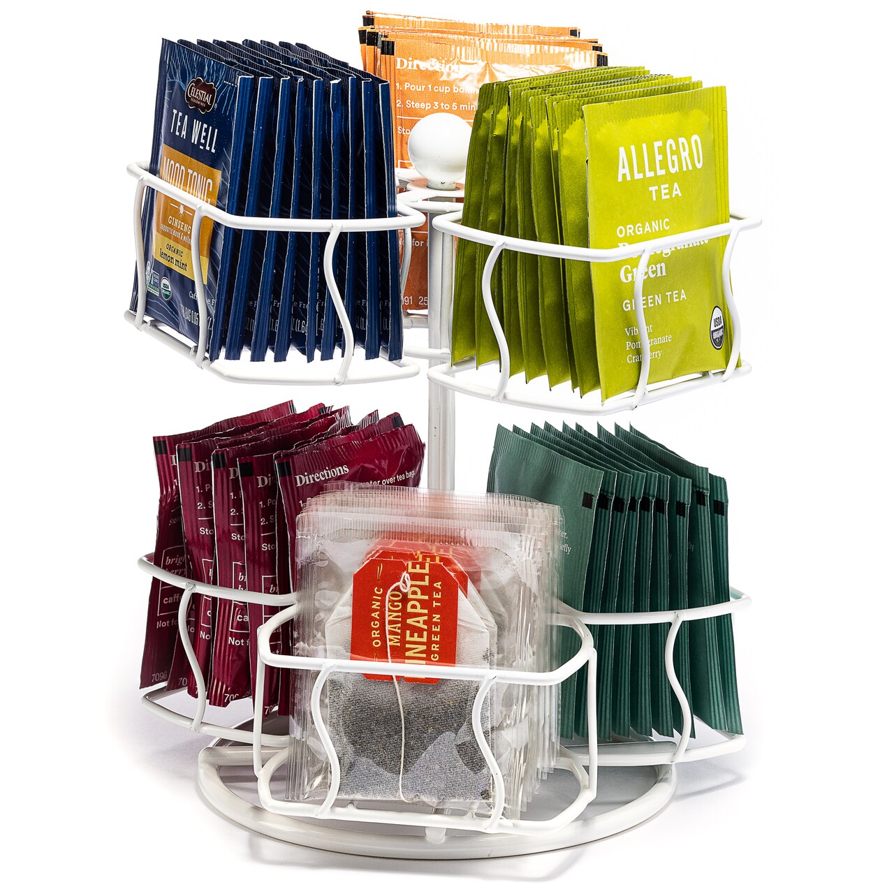 Sorbus Tea Bag Spinning Caddy - 2 Tier Lazy Susan for Pantry - Holds Up to 60 Large Tea Bags